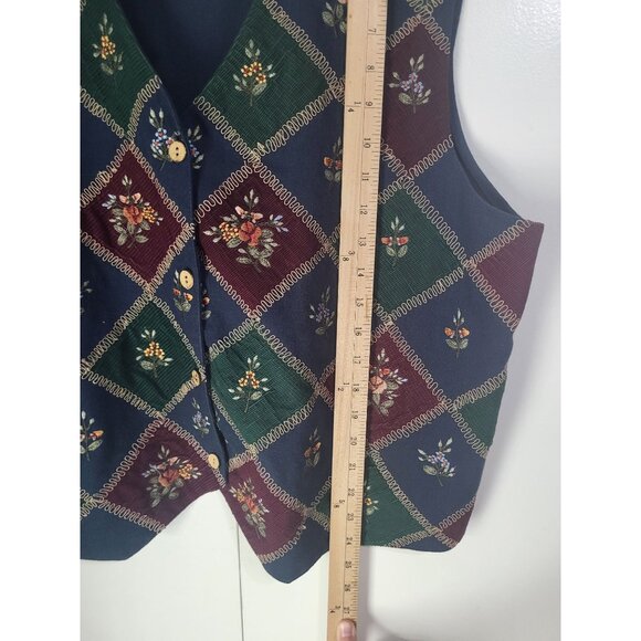 VTG TANTRUMS Women's SZ 1X Floral Embroidered Patchwork Vest Cottagecore - Picture 5 of 8